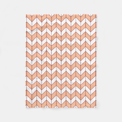 Modern Peach Burgundy Herringbone Fleece Blanket