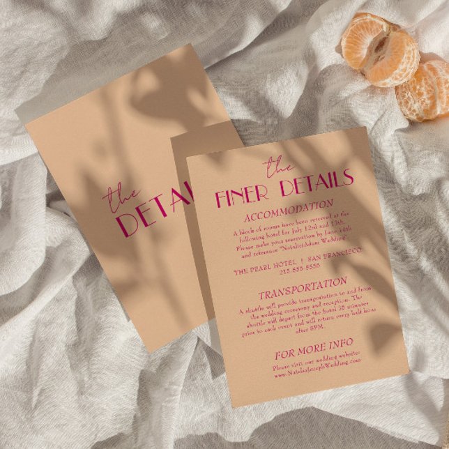 Modern Peach colorful Funky Retro Wedding Details Enclosure Card (Creator Uploaded)