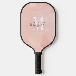 Modern Peach Custom Initial and Name Carbon Fiber Pickleball Paddle