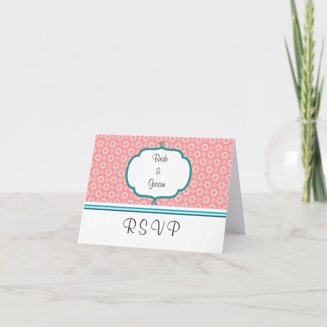 Modern Peach Dot RSVP Card Template (Front)