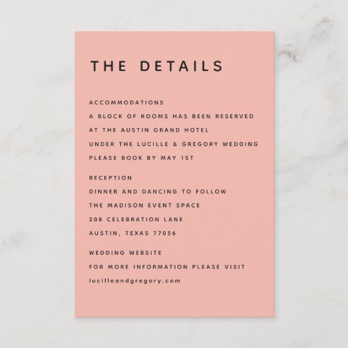 Modern Peach Editorial All Caps Enclosure Card