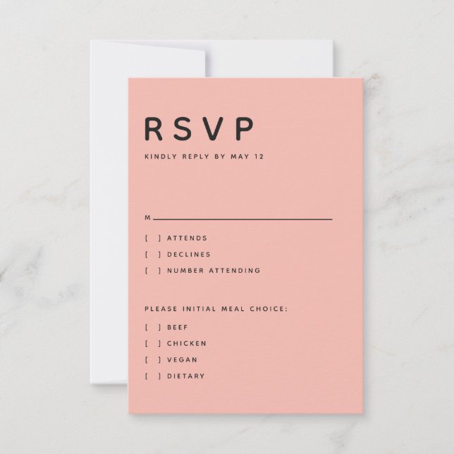 Modern Peach Editorial All Caps RSVP Card (Front)