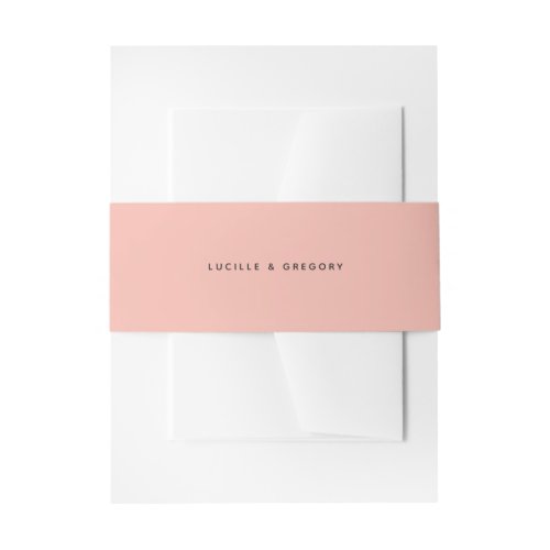 Modern Peach Editorial All Caps Wedding  Invitation Belly Band