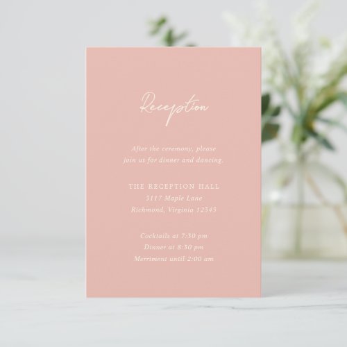 Modern Peach Elegant Wedding Enclosure Card