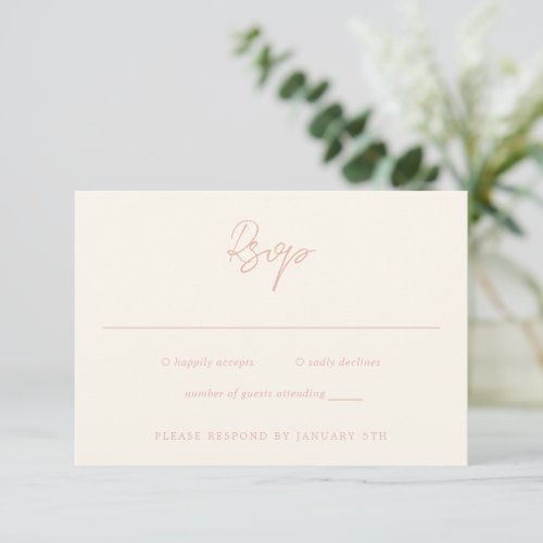 Modern Peach Elegant Wedding RSVP Card