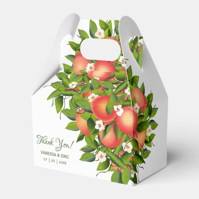 Modern Peach Fruit | Wedding Favor Box (Front Side)