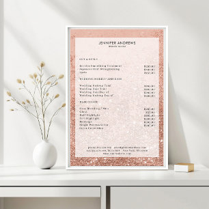 Modern Peach Glitter Salon Price List Poster