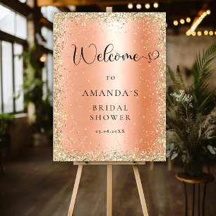 Modern Peach-Gold Glitter Bridal Shower  Foam Board