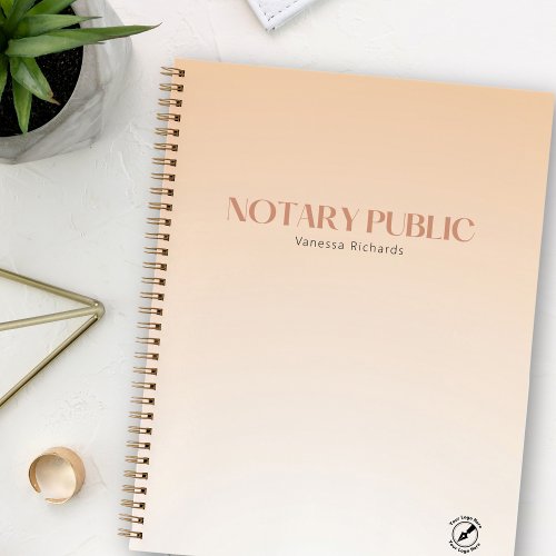 Modern Peach Gradient Notary Name  Logo  Notebook