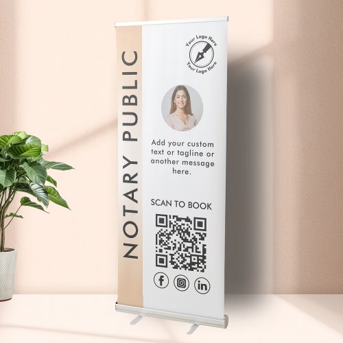 Modern Peach Gradient Notary Public Photo Logo QR  Retractable Banner