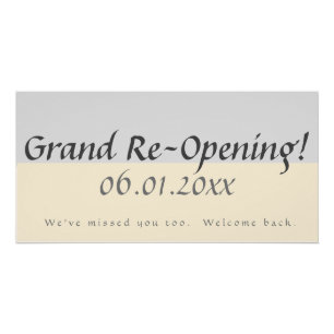 Modern Peach Gray Grand Reopening Business Sign