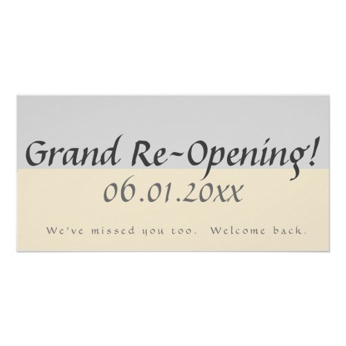 Modern Peach Gray Grand Reopening Business Sign