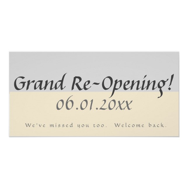 Modern Peach Gray Grand Reopening Business Sign (Front)