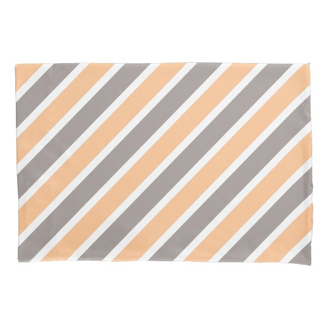 Modern Peach Grey Stripes Pattern Pillow Case (Front)