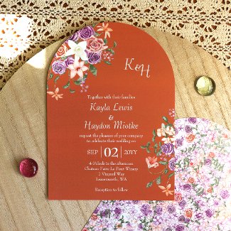 Modern Peach Lilac Terracotta Rose Garden Wedding