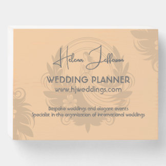 Modern Peach Motif Logo Wedding Planner Wooden Box Sign