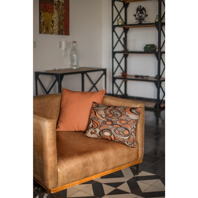 Modern Peach Orange Abstract Pattern Accent Pillow (Creator Uploaded)