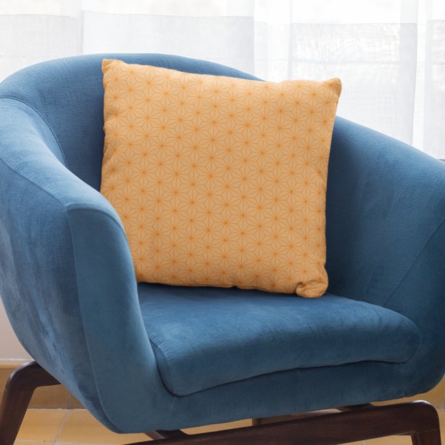Modern Peach Orange Geometric Japanese Pattern Throw Pillow (Creator Uploaded)
