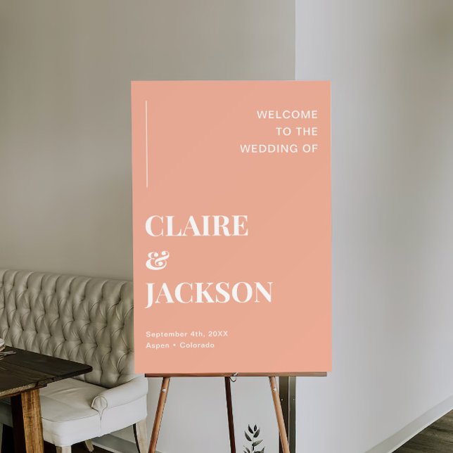 Modern Peach Orange Wedding Welcome Sign (Creator Uploaded)