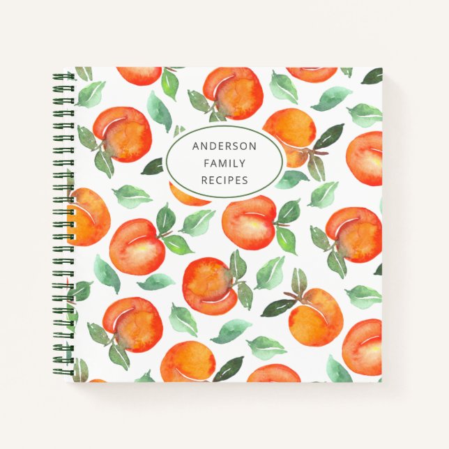 Modern Peach Pattern Personalized Recipe Notebook (Front)