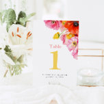 Modern Peach Pink Orange Poppies Wedding  Table Number<br><div class="desc">These Modern Peach Pink Orange Poppies Wedding Table Numbers feature colorful watercolor floral poppies artwork and are customizable with your own information.</div>