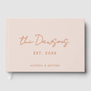 Modern Peach Pink & Rose Gold Foil Wedding Foil Guest Book