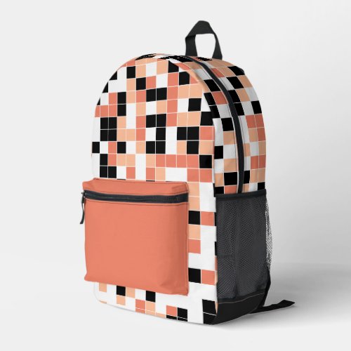 Modern Peach Salmon Geometric Pattern Printed Backpack