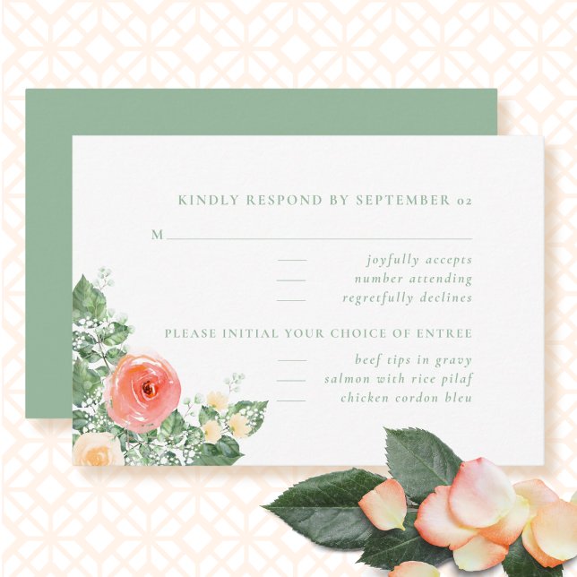 Modern Peach Spring Summer Floral Wedding RSVP  (Creator Uploaded)
