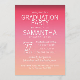 Modern Peach Summer Gradient Graduation Party Invitation
