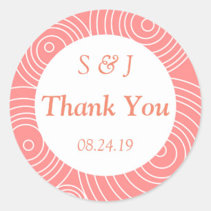 Modern Peach Thank You Classic Round Sticker