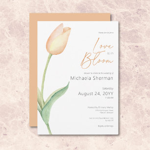 Modern Peach Tulip Love In Bloom Shower Invitation
