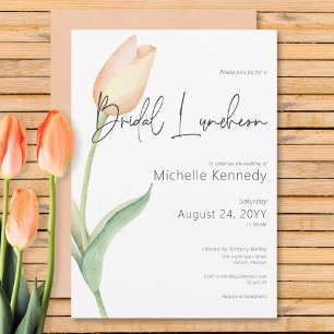 Modern Peach Tulip Solo Bridal Luncheon Invitation