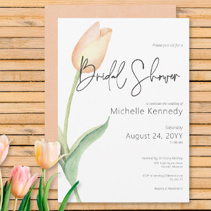 Modern Peach Tulip Solo Bridal Shower Invitation