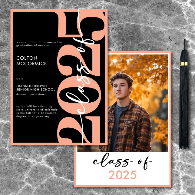Modern Peach Typography Graduation Announcement (Modern Peach Typography Graduation Announcement)