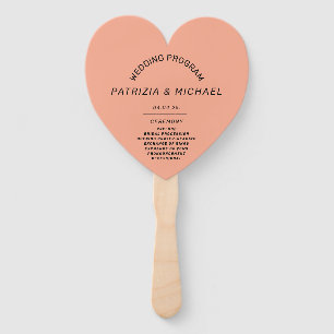 Modern Peach Wedding Program Hand Fan