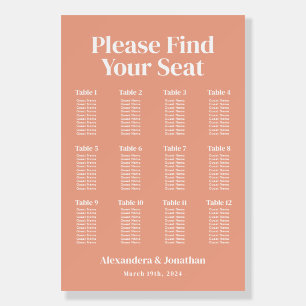 Modern Peach Wedding Seating Chart Foam Board