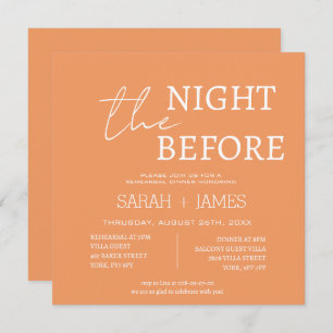 Modern Peach White Rehearsal Dinner Wedding Square Invitation