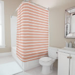 Modern Peach &amp; White Striped Shower Curtain 