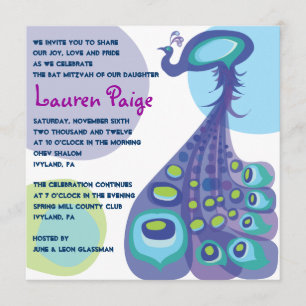 Modern Peacock Bar Bat Mitzvah Invitation