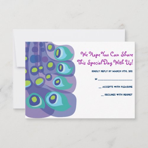 Modern Peacock Bar Bat Mitzvah Reply Card