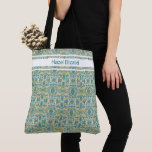 Modern Peacock Blue Pattern  Tote Bag<br><div class="desc">Stylish and modern peacock blue with mustard yellow colors tote bag that can be personalized.</div>