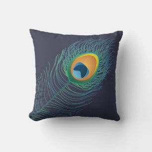 Modern Peacock Feather Custom Throw Pillow