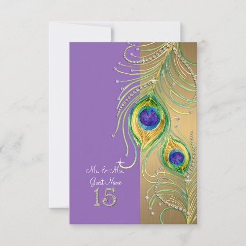 Modern Peacock Feather DIY Personalized Place Card