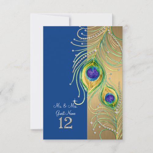 Modern Peacock Feather DIY Personalized Place Card