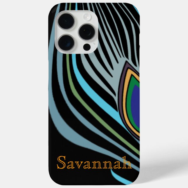 Modern Peacock Feather Personalized Damask iPhone Case-Mate iPhone Case (Back)