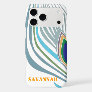 Modern Peacock Feather Personalized Damask Phone iPhone 17 Pro Max Case