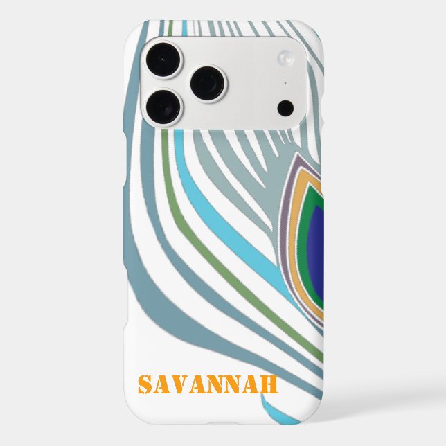 Modern Peacock Feather Personalized Damask Phone Case-Mate iPhone Case (Back)