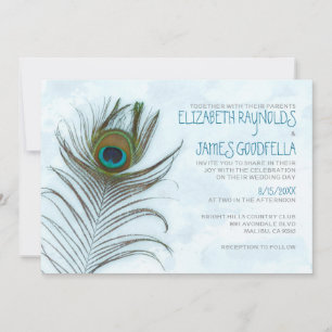 Modern Peacock Feather Wedding Invitations