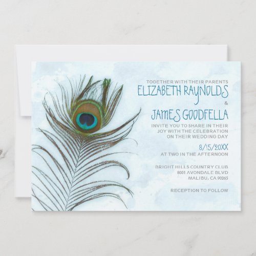 Modern Peacock Feather Wedding Invitations