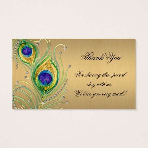 Customizable Modern Peacock Feathers Faux Jewel Scroll Swirl Business Cards